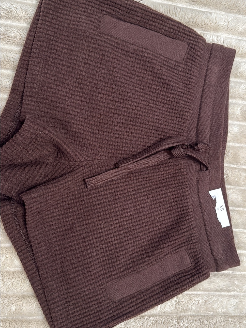 Waffle Knit Drawstring Lounge Shorts - Deep Brown Auden XS